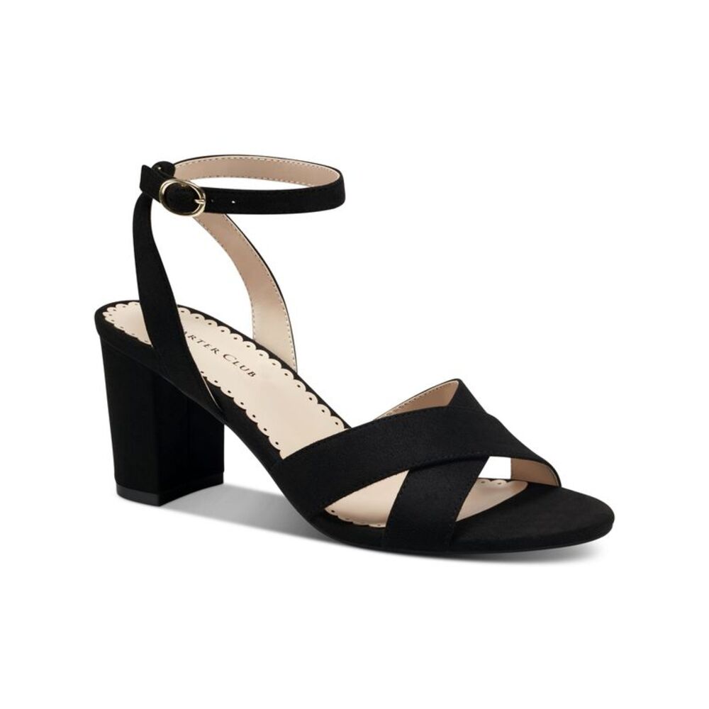 CHARTER CLUB Womens Black Padded Kyraa Open Toe Block Heel Sandals Shoes 9 M